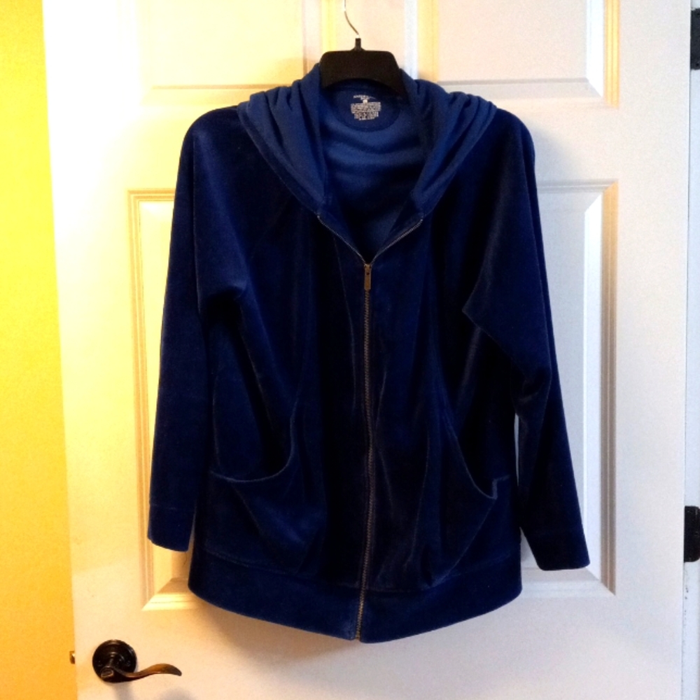 Jones New York Sport Blue Hoodie Zip Jacket Size Large